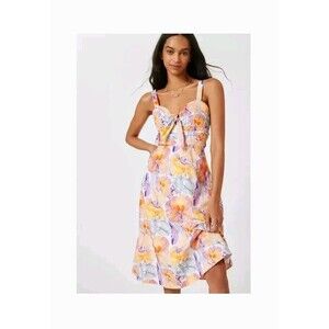 Anthropologie Floral Mini Dress - Orange and Purple